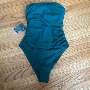 Strapless Teal One-Piece Swimsuit